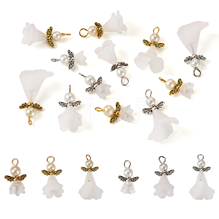 30Pcs 6 Styles Angel Frosted Acrylic Pendants FIND-TA0002-86-1