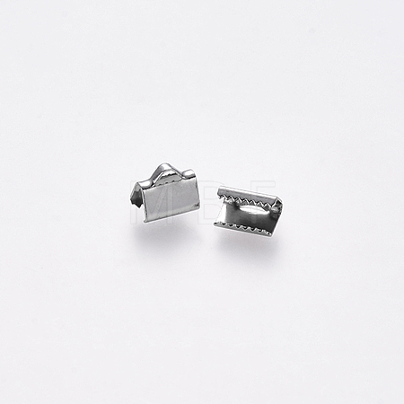 Tarnish Resistant 304 Stainless Steel Ribbon Crimp Ends STAS-S112-001B-P-1