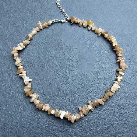 Natural Sunstone Chip Beaded Necklaces for Women IW6789-39-1