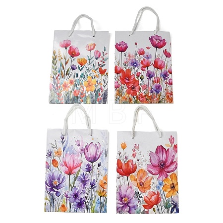 Flower Printed Paper Gift Bags with Handles CARB-F014-02-1