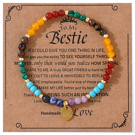 Natural Mixed Gemstone Round Beads Stretch Bracelets SF2277-2-1