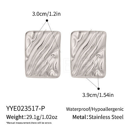 304 Stainless Steel Textured Stud Earrings EK2327-1-1