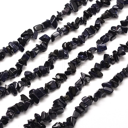 Synthetic  Blue Goldstone Chip Bead Strands G-M205-41-1