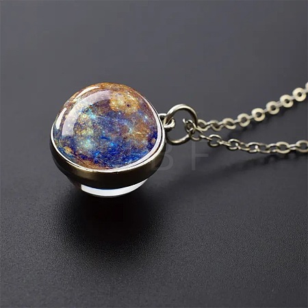 Luminous Round Alloy with Glass Planet Pendant Necklaces FS-WG4A1FF-05-1
