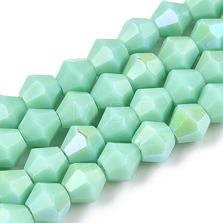 Opaque Solid Color Electroplate Glass Beads Strands EGLA-A039-P6mm-L20-1