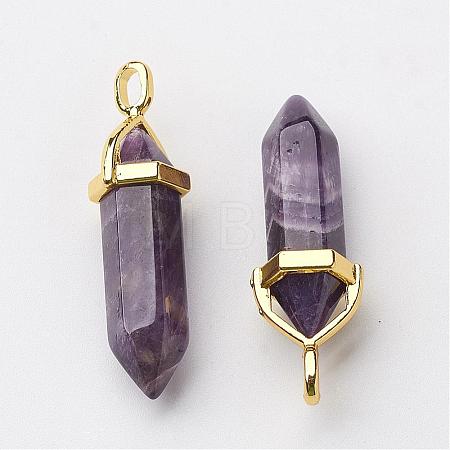 Natural Amethyst Pointed Pendants G-G902-A04-1