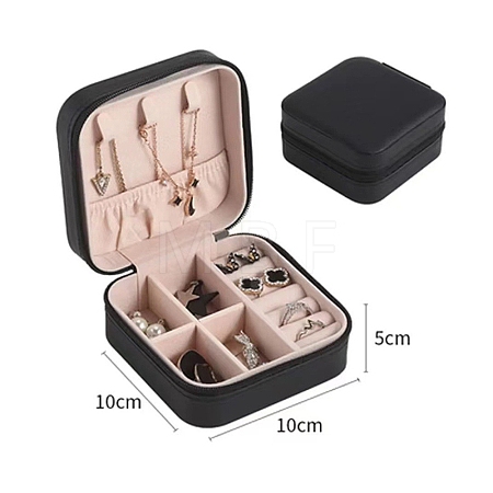 Imitation Leather Jewelry Storage Zipper Boxes PW-WG57671-03-1
