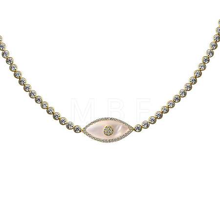 Opalite Evil Eye Brass Pave Clear Cubic Zirconia Tennis Chocker Necklaces WG874A5-01-1
