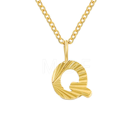 Personalized Stainless Steel Textured Alphabet Initial Pendant Necklaces for Women Men RF0956-17-1
