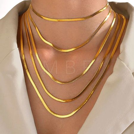 304 Stainless Steel Snake Chain Necklaces for Women WG80FEF-11-1