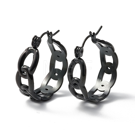304 Stainless Steel Curb Chain Chunky Hoop Earrings for Women Ion Plating(IP) EJEW-P197-05EB-1