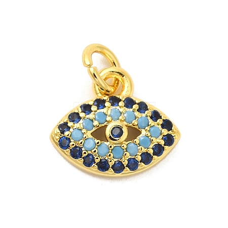 Real 18K Gold Plated Rack Plating Brass Micro Pave Cubic Zirconia Pendants Charms KK-S396-01A-1