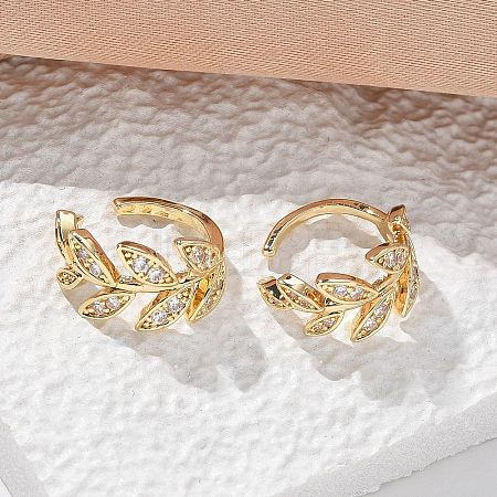 Brass Micro Pave Clear Cubic Zirconia Cuff Earrings X-EJEW-I249-11G-1