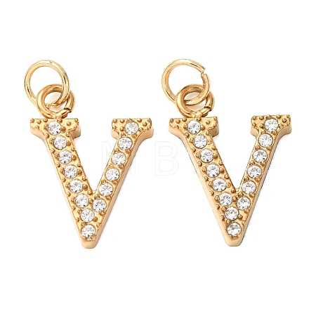 304 Stainless Steel with Crystal Rhinestone Charms RB-CBA5270-11G-V-1