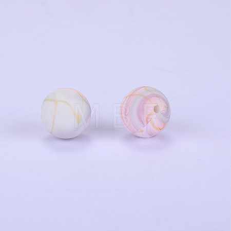 Printed Round Silicone Focal Beads SI-JX0056A-33-1