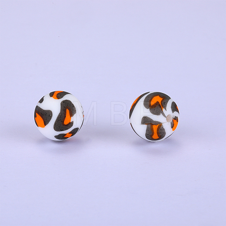 Printed Round Silicone Focal Beads SI-JX0056A-159-1