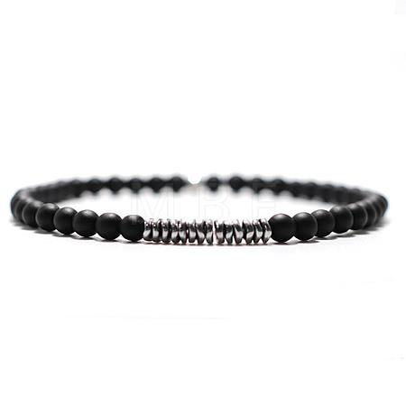 Natural Frosted Round Obsidian Beaded Bracxelets for Men OI5065-2-1