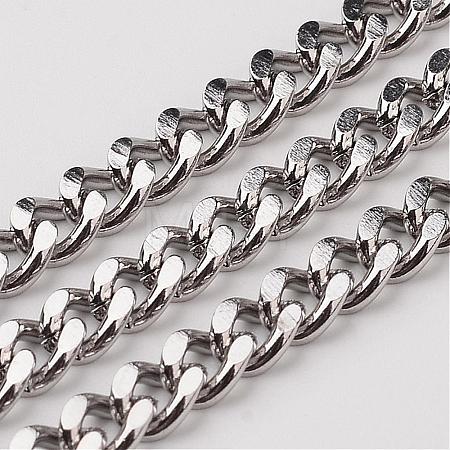 Tarnish Resistant 304 Stainless Steel Cuban Link Chains CHS-K001-19-5mm-1