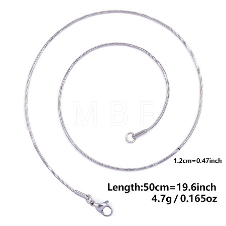 Non-Tarnish 1.2MM Unisex 304 Stainless Steel Snake Chains Necklaces YO4082-6-1