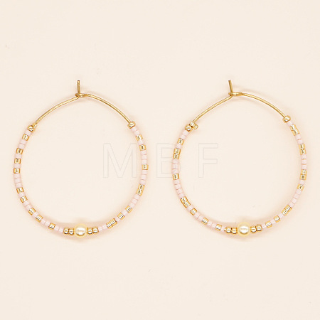 Bohemian Handmade Glass Beaded Hoop Earrings RN1446-7-1