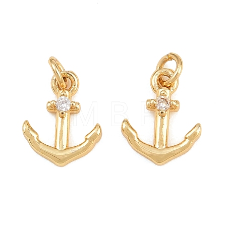 Brass Micro Pave Cubic Zirconia Charms KK-Q085-05F-G-1