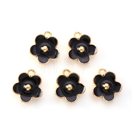 Light Gold Plated Alloy Enamel Pendants X-ENAM-R136-16E-1
