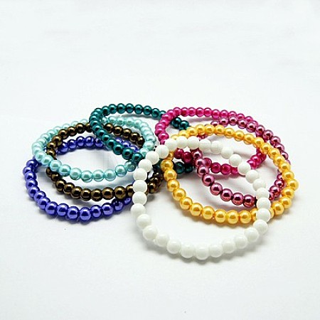 Stretchy Glass Pearl Bracelets BJEW-D068-6mm-M-1