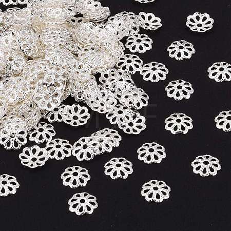 Silver Color Plated Brass Bead Caps X-EC134-S-1
