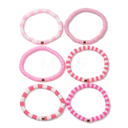 Handmade Polymer Clay Heishi Beads Stretch Bracelets Sets BJEW-JB05902-06-1