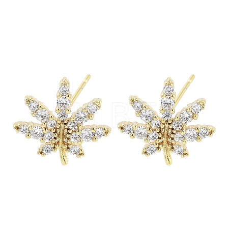 Brass Micro Pave Clear Cubic Zirconia Stud Earrings for Women EJEW-S217-D04-1