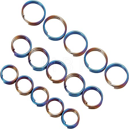 15Pcs 3 Styles Rainbow Color Titanium Alloy Split Rings FIND-OC0001-94-1