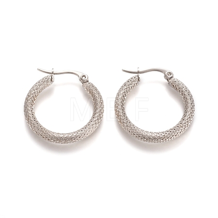 Tarnish Resistant 201 Stainless Steel Geometric Hoop Earrings STAS-D171-12B-P-1