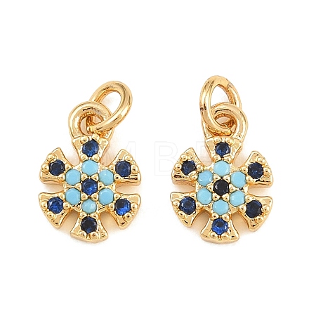 Brass Micro Pave Cubic Zirconia Charms KK-Q085-05G-G-1