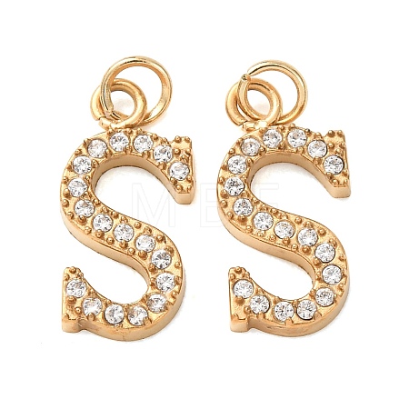 304 Stainless Steel with Crystal Rhinestone Charms RB-CBA5270-11G-S-1