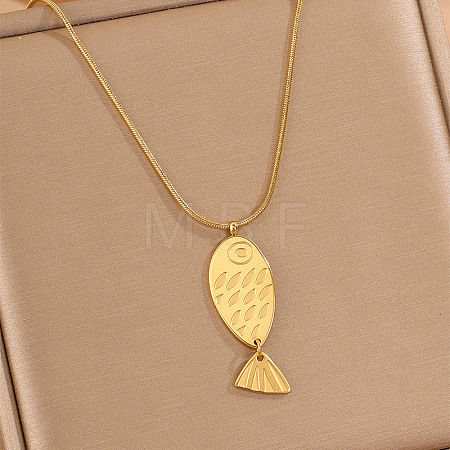 Ocean 304 Stainless Steel Embossed Fish Pendant Necklaces for Women WG27532-04-1