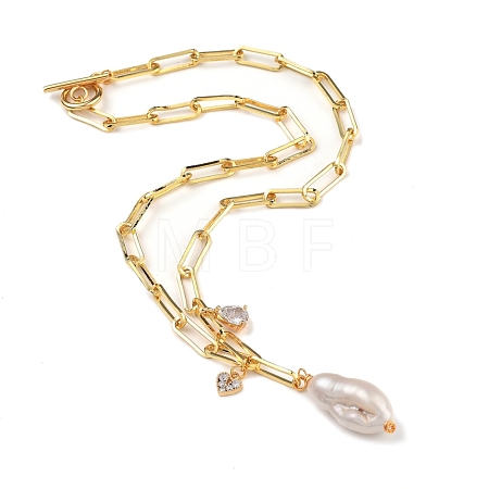 Natural Baroque Pearl Keshi Pearl Pendant Necklaces NJEW-JN02909-01-1