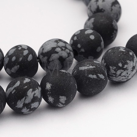 Natural Snowflake Obsidian Gemstone Beads G-J338-03-8mm-1