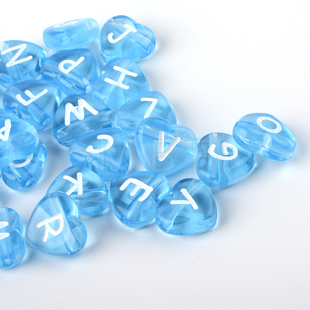 Transparent Acrylic Heart Horizontal Hole Letter Beads TACR-Q101-01F-1