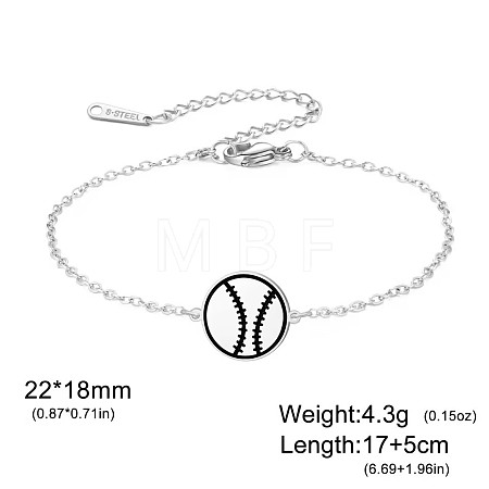 304 Stainless Steel Sport Ball Link Bracelets for Women WG444BD-01-1