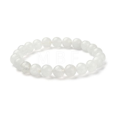 Natural Quartz Crystal Round Beaded Stretch Bracelets BJEW-TA00278-1