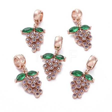 Brass Micro Pave Cubic Zirconia European Dangle Charms LS-ZIRC-F074-05RG-1