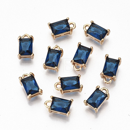 Brass Glass Rhinestone Pendants GLAA-S179-21A-RS-1
