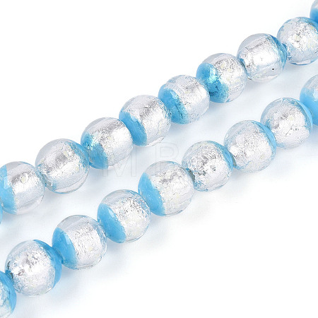 Luminous Handmade Lampwork Silver Foil Beads Strand FOIL-N029-03C-1