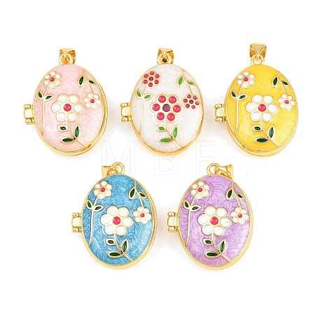 Brass Locket Pendants KK-D232-04G-1
