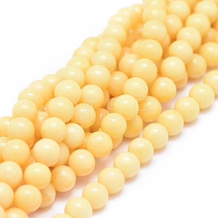 Natural Yellow Jade Beads Strands G-D0010-02-6mm-1