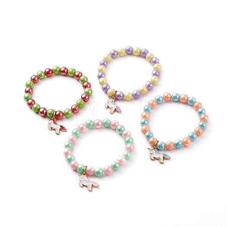Opaque Acrylic Beads Stretch Bracelet for Kids BJEW-JB06498-1
