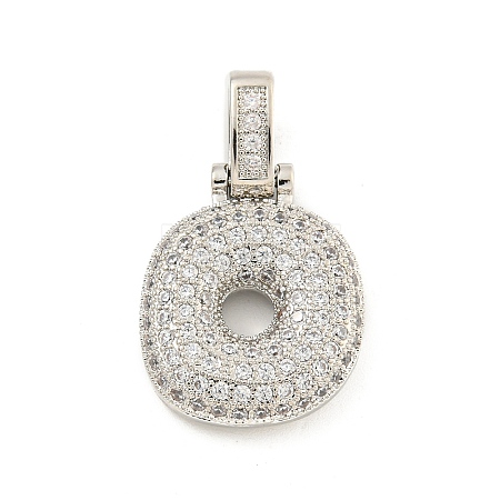 Brass Micro Pave Clear Cubic Zirconia Pendants KK-B099-01P-O-1