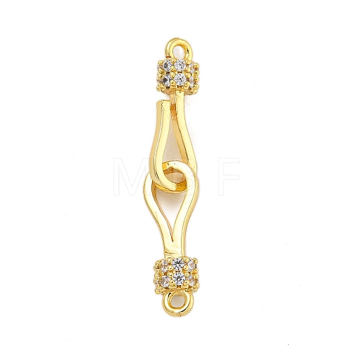 Rack Plating Brass Micro Pave Clear Cubic Zirconia Hook Clasps KK-F876-16G-1