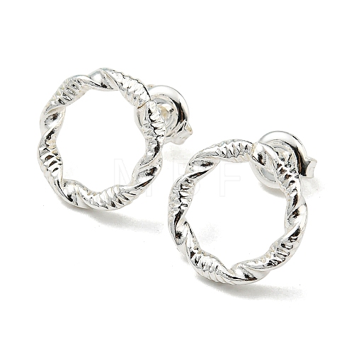 304 Stainless Steel Hollow Ring Stud Earrings for Woman EJEW-N907-003S-1