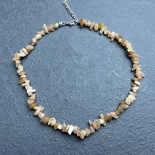 Natural Sunstone Chip Beaded Necklaces for Women IW6789-39-1